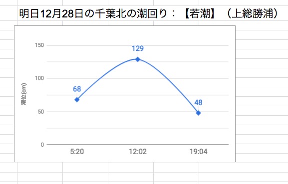 明日12月28日の千葉北の潮回り：【若潮】（上総勝浦）